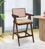 Aurano Sheesham Wood Rattan Bar Chair Beige