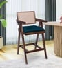 Aurano Sheesham Wood Rattan Bar Chair Blue
