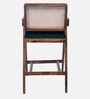 Aurano Sheesham Wood Rattan Bar Chair Blue