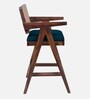 Aurano Sheesham Wood Rattan Bar Chair Blue
