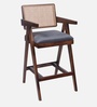 Aurano Sheesham Wood Rattan Bar Chair Grey