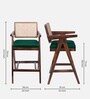 Aurano Sheesham Wood Rattan Bar Chair Intense Green