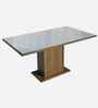 Aurea Glass Table Top 6 Seater Dining Table In Brown & Grey Finish