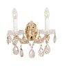 Aurelia 2-Light Gold Finish Crystal Wall Lamp With Hanging Cut Crystals Modern Decorative Wall Light For Bedroom, Hallway & Hotel Interiors