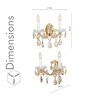Aurelia 2-Light Gold Finish Crystal Wall Lamp With Hanging Cut Crystals Modern Decorative Wall Light For Bedroom, Hallway & Hotel Interiors