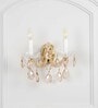 Aurelia 2-Light Gold Finish Crystal Wall Lamp With Hanging Cut Crystals Modern Decorative Wall Light For Bedroom, Hallway & Hotel Interiors