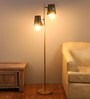 Aurelia Matte Black Metal Shade Floor Lamp with Metallic Gold Base