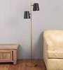 Aurelia Matte Black Metal Shade Floor Lamp with Metallic Gold Base
