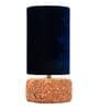 Blue Aurelia Table Lamp in Natural Cork with Blue Velvet Tall Drum Shade