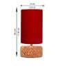 Red Aurelia Table Lamp in Natural Cork with Red Velvet Tall Drum Shade