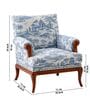Aurelia Blue Toile Teak Wood Arm Chair With Suede Fabric
