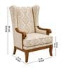 Auren Teak Wood Wing Chair With Suede Fabric In White Colour Auren Teak Wood Wing Chair With Suede Fabric In White Colour