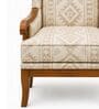 Auren Teak Wood Wing Chair With Suede Fabric In White Colour Auren Teak Wood Wing Chair With Suede Fabric In White Colour