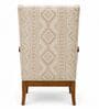 Auren Teak Wood Wing Chair With Suede Fabric In White Colour Auren Teak Wood Wing Chair With Suede Fabric In White Colour