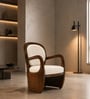 Aureo Solid Mahogany Wood Upholstered Accent Chair With Velvet Cushion In Espresso Brown and White Finish