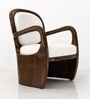 Aureo Solid Mahogany Wood Upholstered Accent Chair With Velvet Cushion In Espresso Brown and White Finish