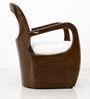 Aureo Solid Mahogany Wood Upholstered Accent Chair With Velvet Cushion In Espresso Brown and White Finish