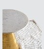 Auric Marble Top Metal End Table In Gold Colour