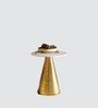 Auric Marble Top Metal End Table In Gold Colour