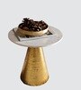Auric Marble Top Metal End Table In Gold Colour