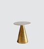 Auric Marble Top Metal End Table In Gold Colour