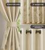 Aurika Beige Foil Print Polyester Curtains for Long Door Pack of 2