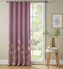 Aurika Mauve Foil Print Polyester Curtains for Door Pack of 2