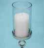 Aurora Acacia Wood Candle and T-Light Holder with Metal Stand & Glass