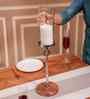 Aurora Acacia Wood Candle and T-Light Holder with Metal Stand & Glass