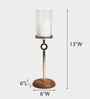 Aurora Acacia Wood Candle and T-Light Holder with Metal Stand & Glass