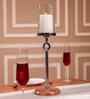 Aurora Acacia Wood Candle and T-Light Holder with Metal Stand & Glass