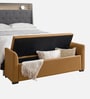 Aurora Fabric Luxe Leatherette Storage Ottoman in Camel Brown  Colour