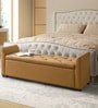 Aurora Fabric Luxe Leatherette Storage Ottoman in Camel Brown  Colour