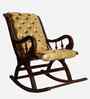 Aurum Fabric Upholstered Teak Wood Rocking Chair In Brown  Finish