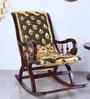 Aurum Fabric Upholstered Teak Wood Rocking Chair In Brown  Finish