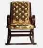 Aurum Fabric Upholstered Teak Wood Rocking Chair In Brown  Finish
