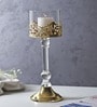 Aurum Gold Crest Pillar Candle Holder Big