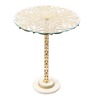 Aurum Marble End Table In Gold & White Finish