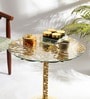 Aurum Marble End Table In Gold & White Finish