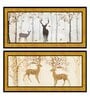 Auspicious Deer Gold Synthetic Wood (Set of 2) Art Panels