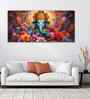 Auspicious Ganpati Floral Premium Canvas Wall Painting