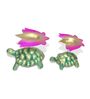 Auspicious Tortoise Gold Aluminium (Set of 2) Tealight Candle Holder