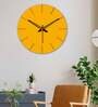 Austere Big  Wood Wall Clock In Yellow