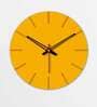Austere Big  Wood Wall Clock In Yellow