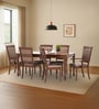 Austin Solid Wood 6 Seater Dining Table Set In Brown Finish