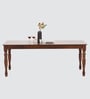 Austin Solid Wood 6 Seater Dining Table Set In Brown Finish