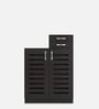 Austin Slatted 2 Door Shoe Cabinet with 2 Drawers in Antique Ebony Finish
