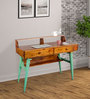 Austin Study Table In Teak & Vintage Green Finish