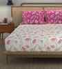 Autumn Pink Floral 144 Tc Cotton Double Bedsheet With 2 Pillow Covers