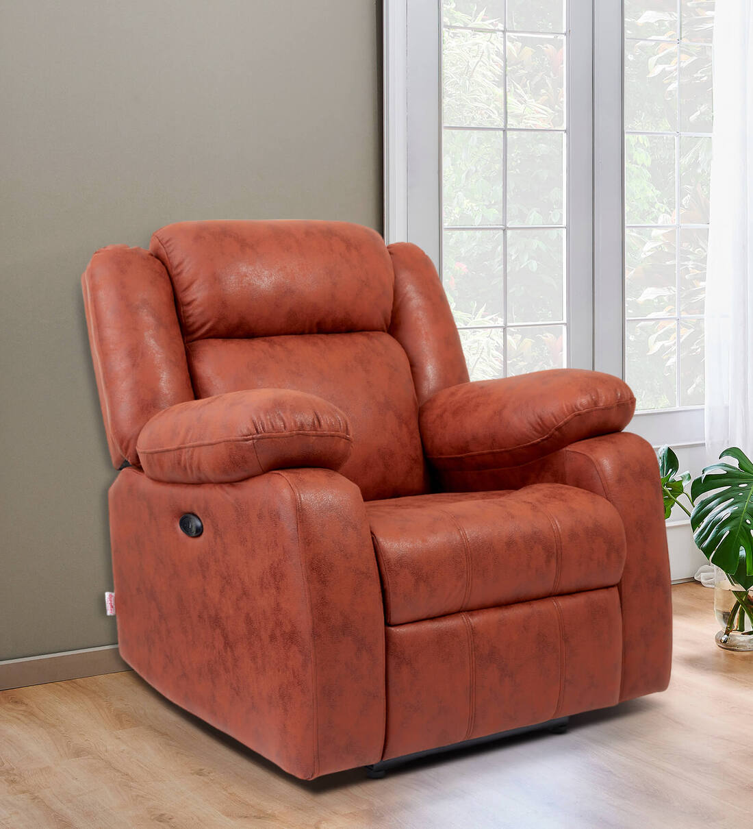 Buy Avalon Fabric 1 Seater Motorized Recliner in Desert Orange Colour ...